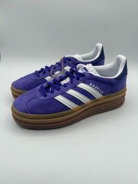 Adidas Gazelle Bold Sneakers Shoes Women's 7, 38 2/3 Energy Ink/Gum New In Box